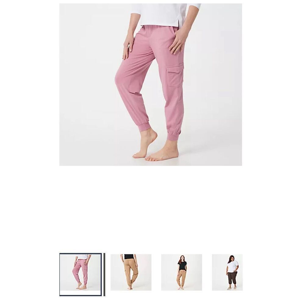 AnyBody Womens‎ 3X Tall Cozy Knit Cargo Jogger Pants Pink Pockets Pull On NWT